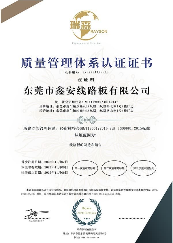 ISO 9001 certificate